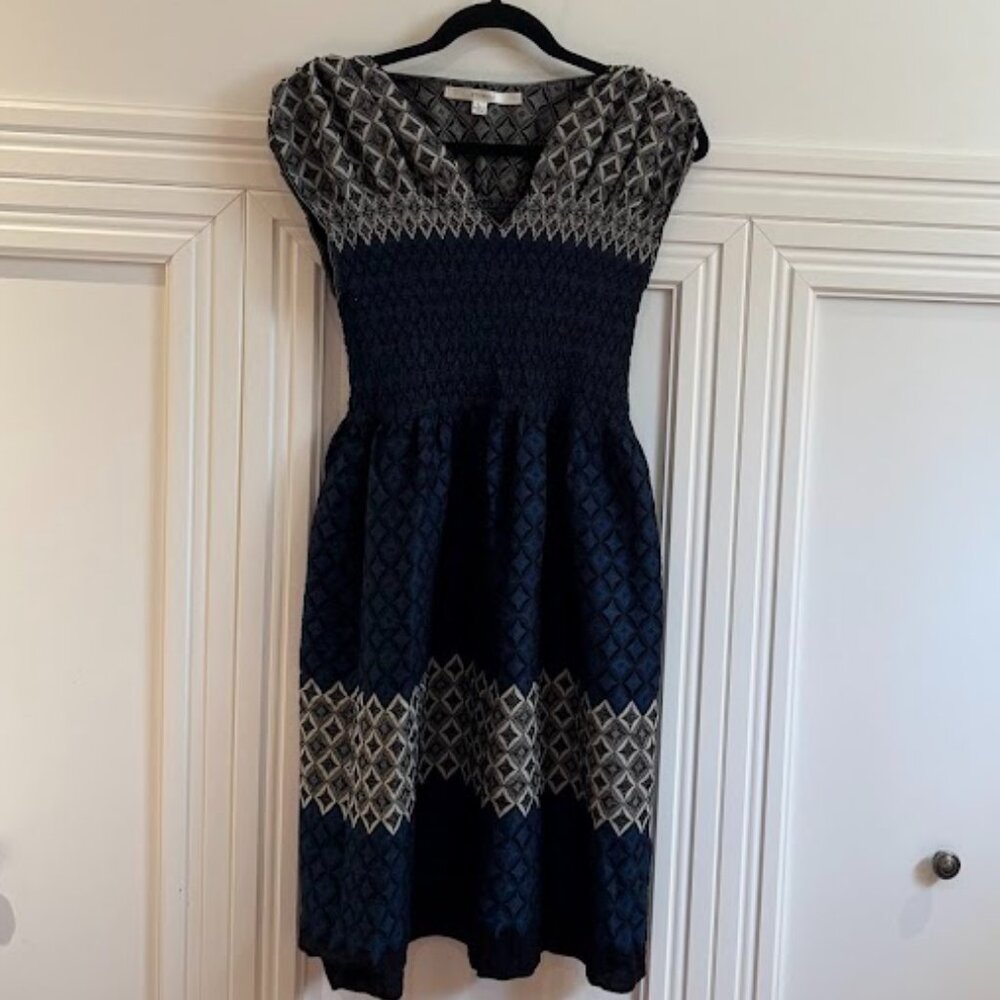 Studio M Navy Geometric Pattern Dress - Size L
